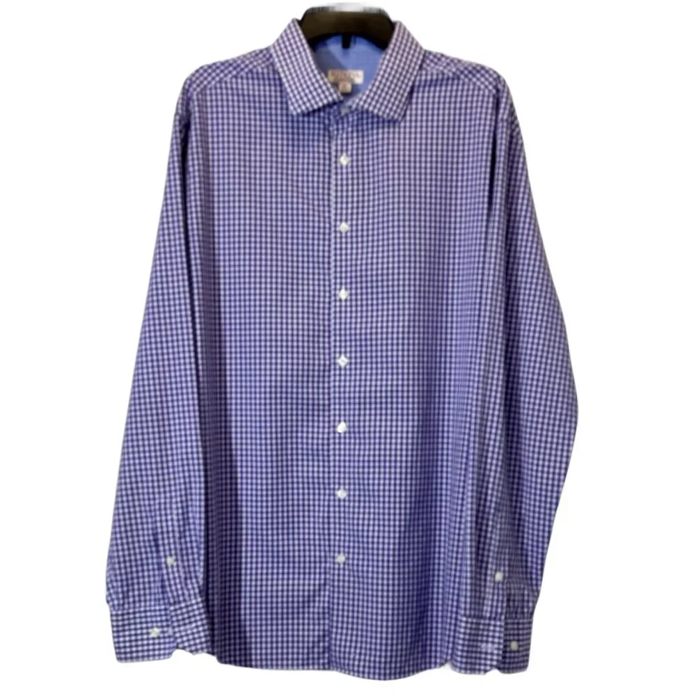 Men’s Purple | White Plaid Shirt Size17(36-37) - Picture 1 of 4